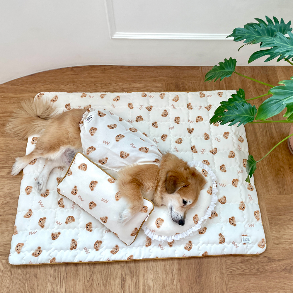 핸드메이드 인견 강아지쿨매트 애견여름방석 산책매트 베어 S