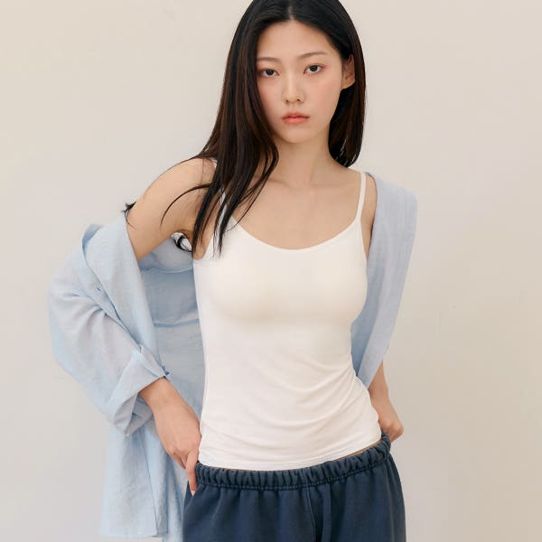 마른파이브 모달 코튼 캡내장 나시 브라탑 브라캡 일체형 크롭 나시티