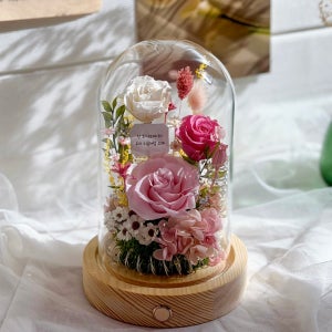 화이트데이 프리저브드플라워 기념일선물 여자친구특별한선물 시들지않는장미 장미유리돔 무드등