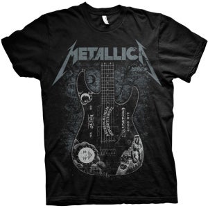[M,L,2XL 국내배송] 공식 METALLICA 메탈리카 Hammett Ouija Guitar 반팔 티셔츠