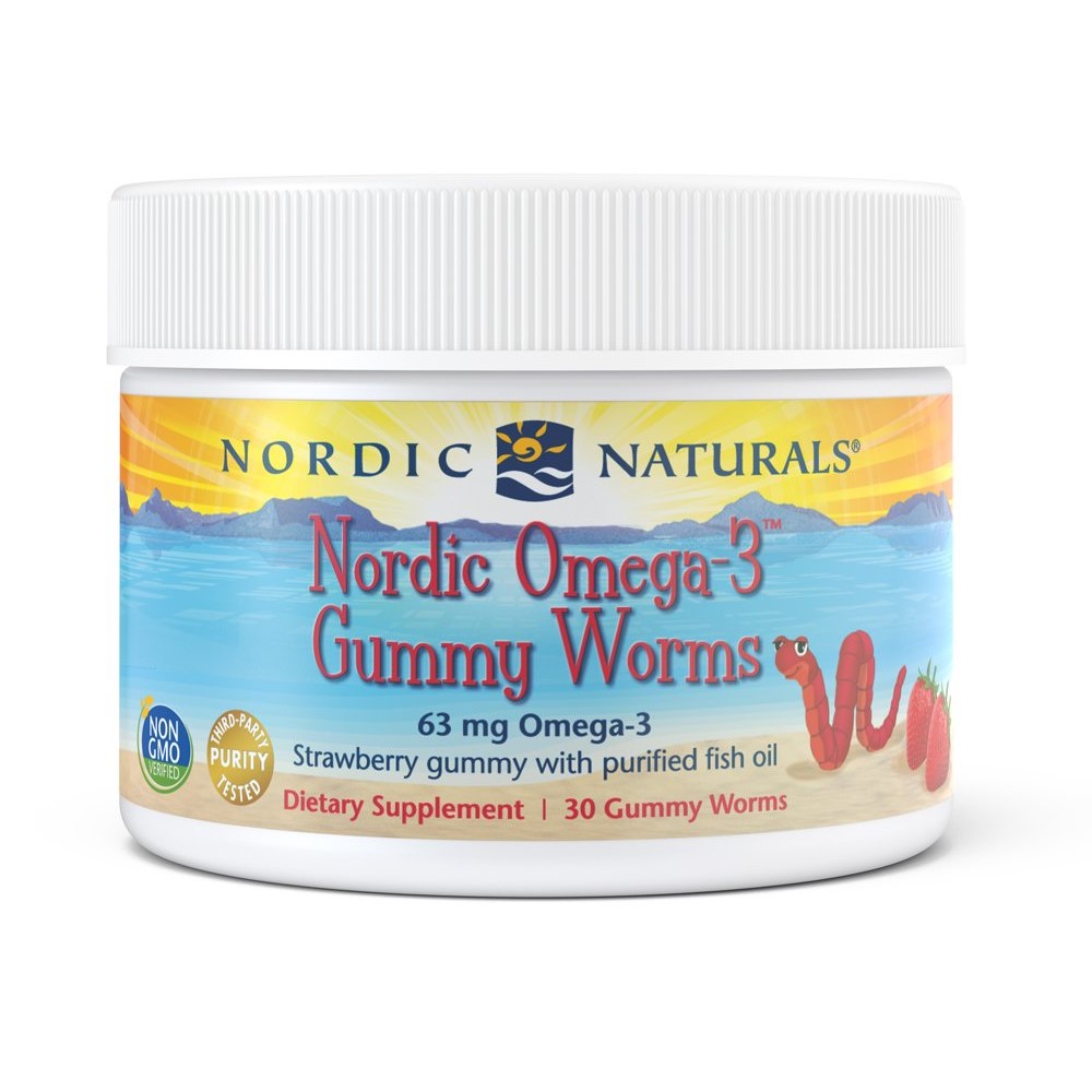 Nordic Naturals Nordic Omega-3 Gummy Worms Strawberry 노르딕 내추럴 노르딕 <b>오메가 3 구미 웜스</b> 딸기 맛 30<b>구미</b>