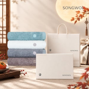 (4매선물세트) 송월 호텔컬렉션 뱀부얀 수건 플로우+상하박스+쇼핑백 수건세트