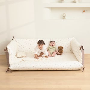 크림하우스 아기 범퍼침대 (바닥매트,모빌대 포함) 기본형 라떼베이지