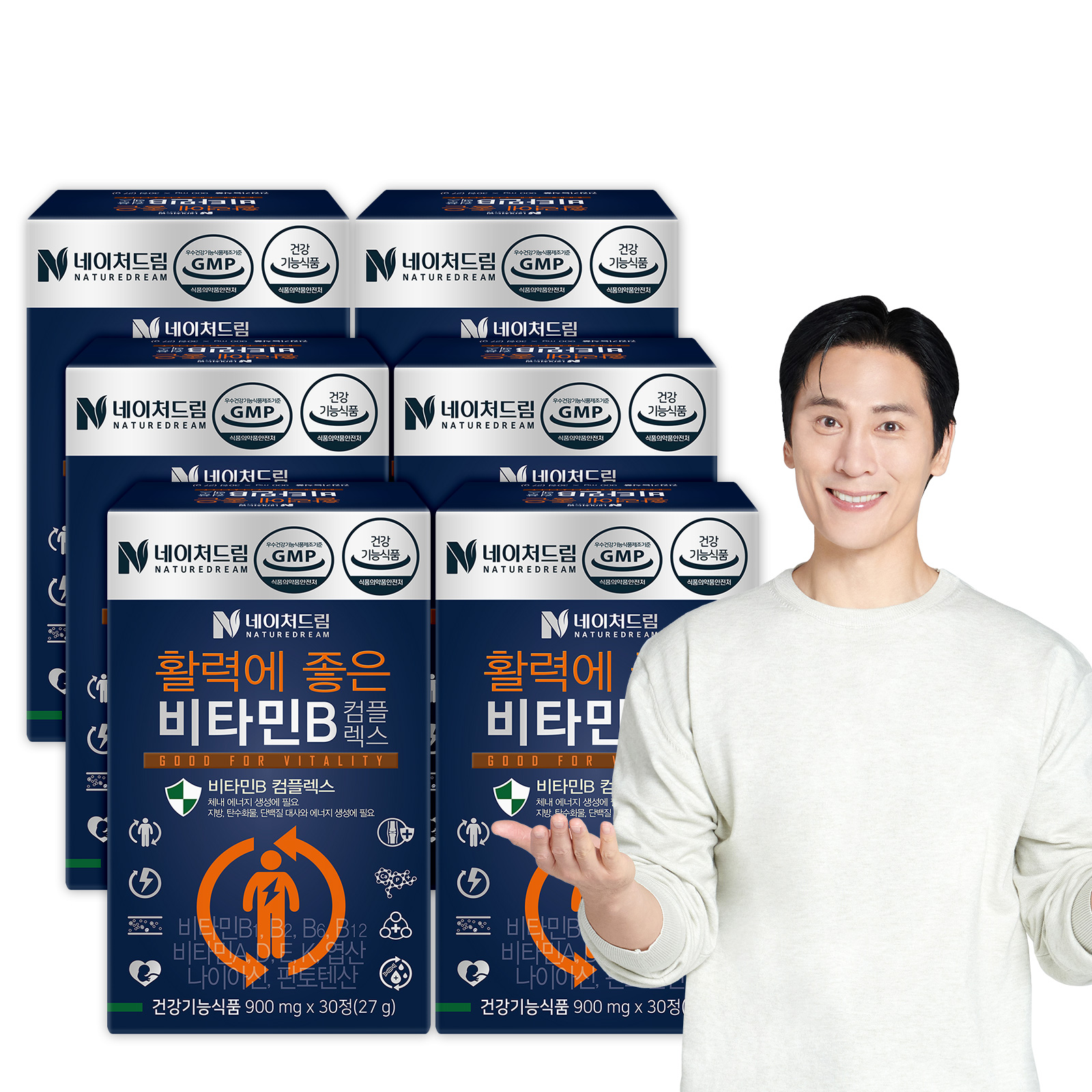 <b>네이처드림</b> 활력에 좋은 <b>비타민</b>B 컴플렉스 30정(1개월분) x 6박스