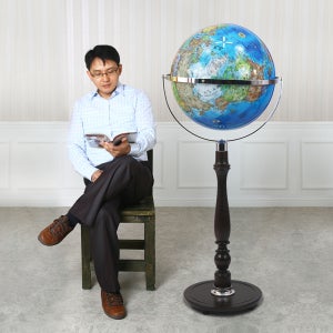 맵소프트 50cm 플로어 원목 지구본(블루,엔틱) / 대형 지구본