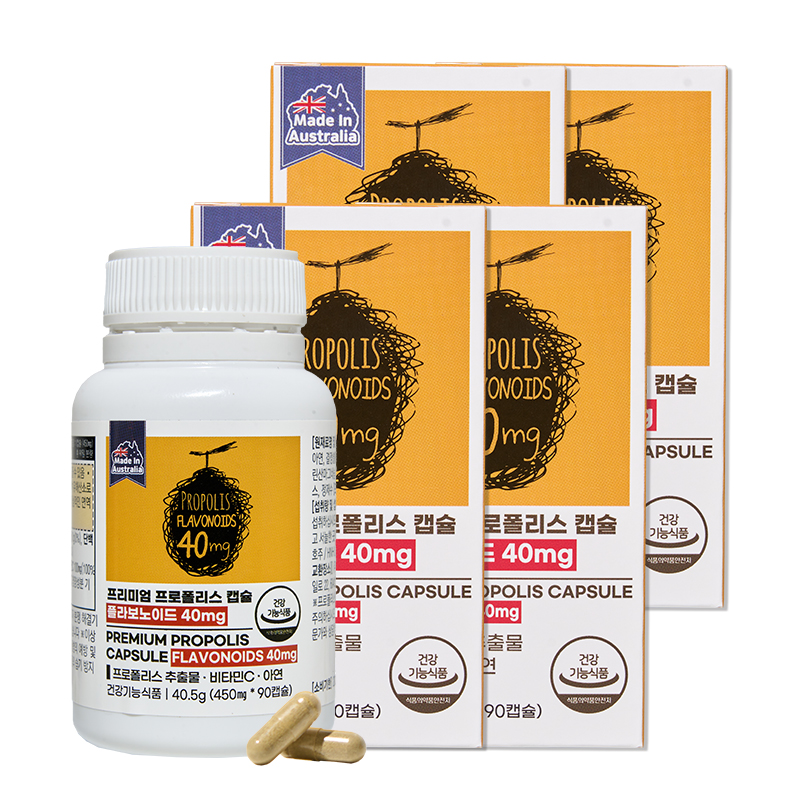 프로폴리스 플라보노이드 40mg 아연 비타민C 호주산 90캡슐, 4개