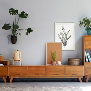 유씨엠 클레이 원목 높은 거실장 티비다이 TV선반 2000x400x400mm, 마호가니원목