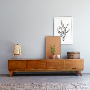 유씨엠 클레이 원목 높은 거실장 티비다이 TV선반 1800x400x400mm, 마호가니원목