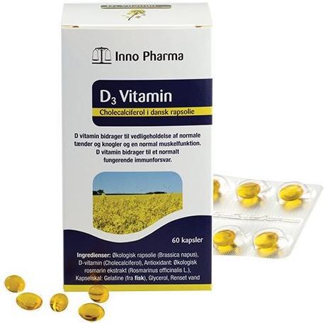 <b>비타민D</b>3 근육 면역 뼈 이노파마 60 캡슐 D3 vitamin kapsler 25 mcg