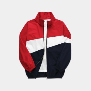 남녀공용 사선배색 오버핏 아노락 바람막이 점퍼 (NS535)