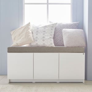 E0자재 윈도우시트 수납 벤치 소파 방석포함, 화이트 (SF9679), 1041x415x447mm
