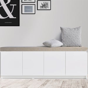 E0자재 윈도우시트 수납 벤치 소파 방석포함, 화이트 (SF9680), 1381x415x447mm