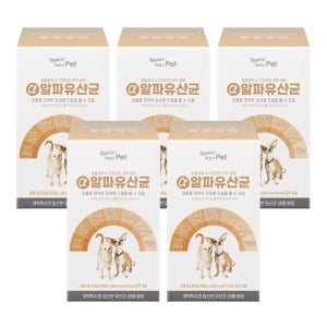 바른뉴트리펫 알파유산균 강아지 고양이 유산균 장 피부 면역력 영양제 30포, 5개