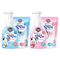 애경 샤워메이트 말랑카우 버블 핸드워시 리필 250ml 용기 300ml 화이트 딸기