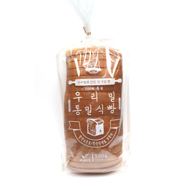 [위밀] 100% 국산 통밀식빵 500g │ 통밀빵 식사빵 건강빵 비건빵 무설탕 무첨가