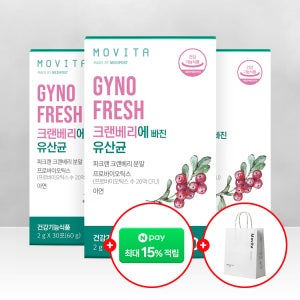 모비타 질유산균 지노프레쉬 여성유산균 파크랜 크랜베리 요로건강 아연 30포, 3개
