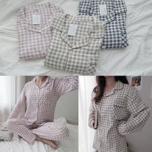 신혼부부 파자마 커플잠옷 순면 체크 홈웨어 (반팔 반바지 여름잠옷 추가)