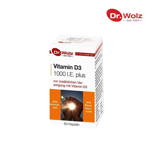 독일 Dr Wolz 닥터볼츠 <b>비타민 D</b>3 1000 IU 플러스 캡슐 60개입