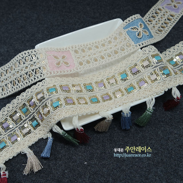 태슬 스팽클 토션레이스 파스텔 수술 테슬 태슬 프린지 토숀 의류부자재 DIY옷리폼