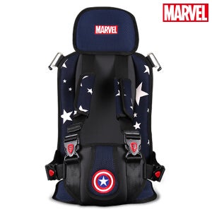 마블 휴대용 카시트 캡틴아메리카 어린이 유아 주니어카시트 슬림형 등하원 차량간편설치