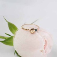 14K 이니셜 블루 러프다이아 금 반지 - (14K,18K gold)