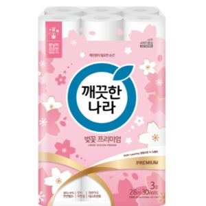 깨끗한나라 3겹 벚꽃 데코화장지(28mX30롤 깨끗한나라)