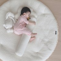 [안전확인] 두꺼운 아기원형러그 아이보리폼폼29온스