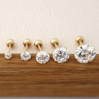 샤보레 14K 큐빅 금피어싱 귀걸이(바길이 4mm6mm8mm)