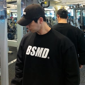 비스트모드 데일리 기모 맨투맨 헬스 오버핏 짐웨어 긴팔 티셔츠 블랙 BSMD