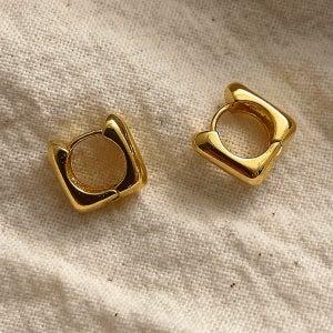 [무배] 실버925 18K 둥근 사각 미니 원터치 링귀걸이