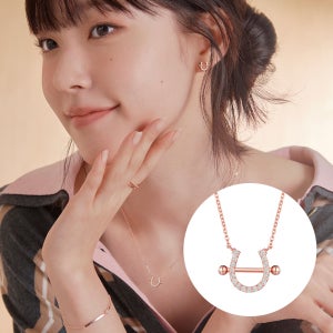 [채원빈 착용][스톤헨지] 14K 로즈골드 럭키유 목걸이 P1406