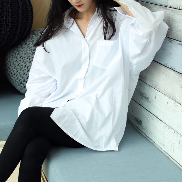 오버핏 셔츠 롱 루즈핏 남방 블라우스 화이트 블랙 박시 면접 빅사이즈