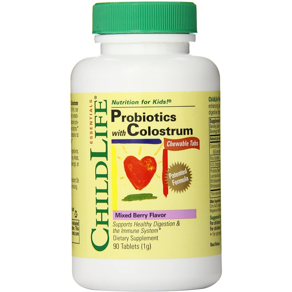 ChildLife Probiotics <b>with</b> Colostrum Mixed Berry Flavor 차일드라이프 프로바이오틱 <b>with 콜로스트럼</b> 초유 <b>믹스 베리</b> 맛 90정