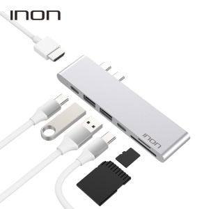 아이논 INON USB 3.0 C타입 듀얼 7in1 멀티허브 썬더볼트3 맥북프로 IN-UH310C