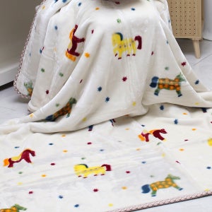 두툼한 고밀도 극세사 2겹 양면 밍크 담요 Q(150X200cm) 토이 베이지