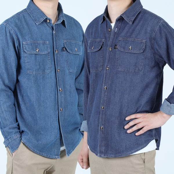 봄 여름 가을 남자청남방 남자남방 데님셔츠 작업복 워크셔츠 셔켓 작업 빅사이즈