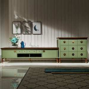 샤를 엔틱 TV 거실장 북유럽 원목 거실 인테리어 선반 빈티지 티비다이 1800