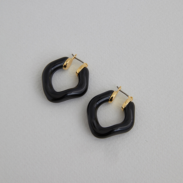 [비올리나] [VIOLLINA] BLACK WAVE LINK EARRINGS