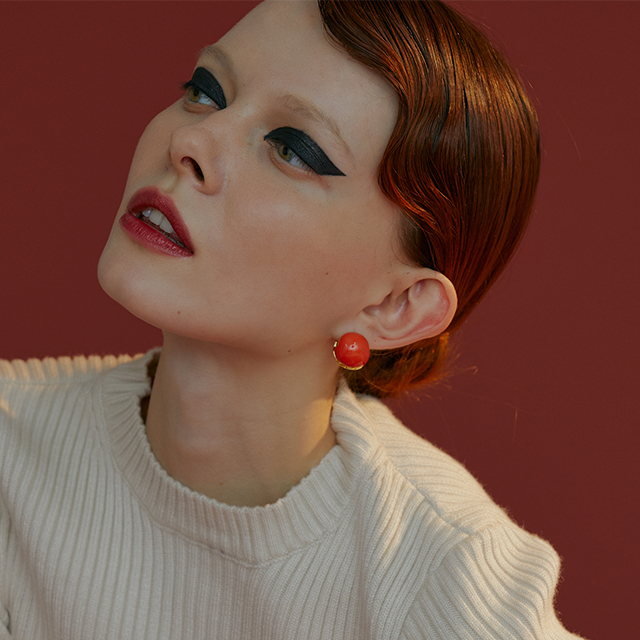 [비올리나] [VIOLLINA] ENAMEL BALL EARRIGNS DARK ORANGE