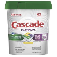 Cascade 캐스캐이드 플레티넘 플러스 식기 세척기 세제 62팩 액션 팩 레몬 Platinum Plus Dishwasher Detergent Actionpacs, Lemon