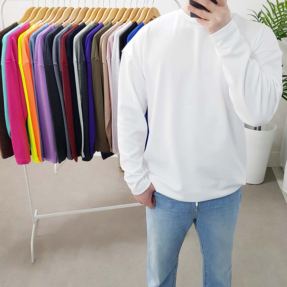 <b>남자</b> 긴팔티 빅사이즈 오버핏 무지 티셔츠