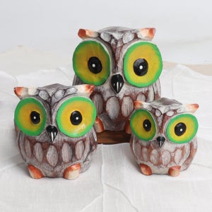 가족 목각 부엉이 3P 네츄럴