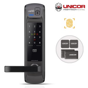 유니코 지문인식 레체 카드키4+복수번호키 0초즉시잠금 정확한 지문인증 현관문 디지털도어락
