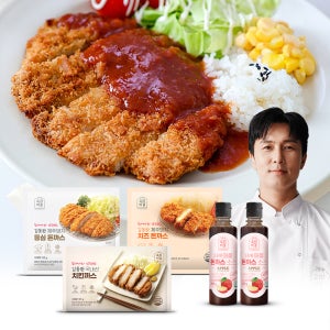 김동완 돈까스 15팩 (등심5 치즈5 치킨5 소스2) 대용량 냉동 돈가츠 경양식 튀겨나온