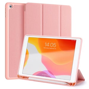 패브릭 슬림 가죽 스마트커버 거치대 태블릿 케이스 stc012 핑크-pen slot, 아이패드 7-8-9세대 25.9cm(10.2인치)
