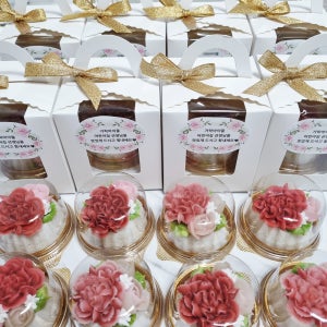 카네이션 꽃송이 한입설기 (1구, 2구세트)-어버이날 부모님선물 기업행사 답례떡