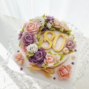 꽃리스 케이크(1호 - 3호) 앙금플라워떡케이크 주문제작 칠순꽃케익 고희연 팔순