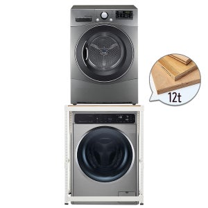 [무료배송] 무볼트 앵글 빨래 건조기 조립식 선반 1단 하중 100kg 김치냉장고 세탁기 위에 직렬 일반합판 12mm