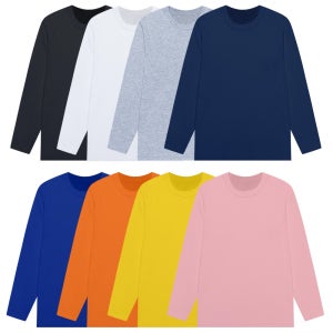 남녀공용 30수 무지 라운드 긴팔 티셔츠 S-3XL 9color