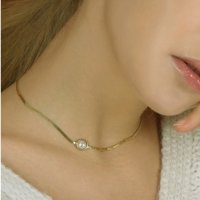 [데라룬] 진주초커_1801 PEARL CHOKER_1801_GD 은목걸이 은초커